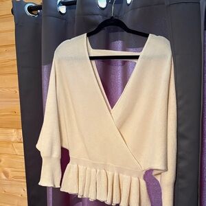 Chic Cream V-Neck Women's Sweater